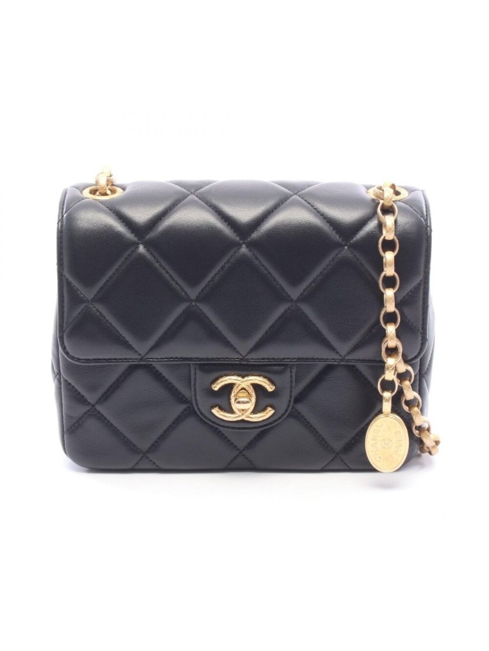 Chanel Shoulder Bag Quilted Small Flap Black Lambskin Bijou Chain